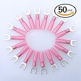 Glarks 50pcs 22-16 Gauge #10 Fork Spade Nylon Heat Shrink Waterproof Quick Disconnect Electrical Ins