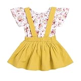 YAYUYAO 2 PC 幼児 赤ちゃん 女の子 花柄 プリント ロンパース ジャンプスーツストラップ スカート ワンピース 服装セット 子供服 お姫様 通園 発表会 旅行 プレゼント 0-24ヶ月 