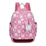 Uworth キッズリュック おんなのこ リュック ピンクのうさぎ 迷子 防止　紐付き キャンバスリュック 子供用 キッズ 誕生日 プレゼント 通園バッグ 通園リュック　幼稚園用