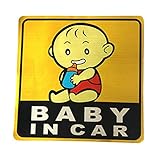 Cozyrom baby in car ステッカー シール　赤ちゃんが乗っています 夜間 反射 シール カッティング ステッカータイプ  乗車中プレート BABY イエロー セーフティーサイン チャイ