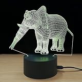 テーブルランプ3D創造性光るゾウLEDナイトライトベッドルームベッドサイドランプホリデーギフト,Beige
