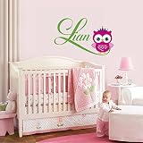 パーソナライズ名前フクロウNursery – Baby Girl装飾インテリアデコレーション – 壁画壁デカールステッカー用ホーム車ラップトップ( 378 ) Wide 22" x 12" Heigh