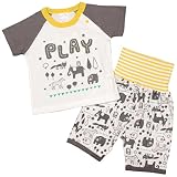 ベビーパジャマ[enfant pur]男の子|男児|子供用|PLAY動物柄(ラグラン)半袖パジャマ上下セット 90cm グレー