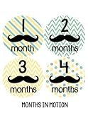 Months in Motion 266 Baby Month Stickers for Newborn Boy Mustache Colorful Design by Months In Motio