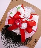オリジナル ハンドメイド チェリー さくらんぼ リボン レース ローズ ラインストーン バレッタネット No.55