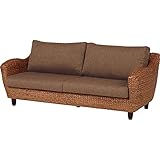 萩原 ローズマリーシリーズ ソファー(ブラウン) RL-1010BR-3C 4934257157445 【代引き不可】 主材:ウォーターヒヤシンス 天然木 ウェービングベルト クッション:(張地)ポリエステル(中材)ウレタン