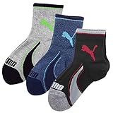 [プーマ] PUMA 靴下 キッズ 三足組 セット 男の子 子供用 ソックス ジュニア 小学生 中学生 ショートソックス クルー 足首