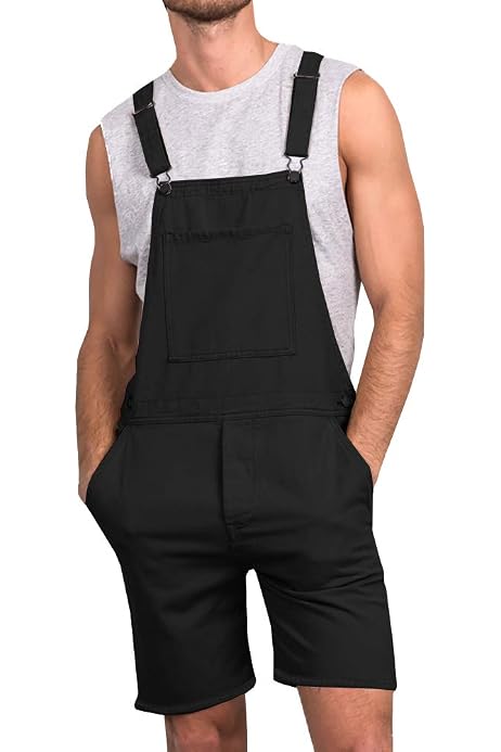 Enjoybuy Mens Denim Bib Overall Shorts 