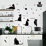 Amaonm® Removable DIY Cute Cartoon Black Cat Wall Decor Kids room Wall Sticker Lovly Playing Cat Wal