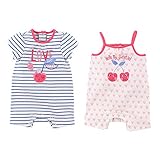 Baby Nest サクランボベビー キャミソール＋半袖ロンパース 2枚セット 女の子 赤ちゃん ベビー服 出産祝い コットン 9-12M