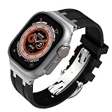 supwatch フッ素ゴム交換ストラップ Mod キット Apple Watch 45mm 44mm ウルトラ 49mm バンド女性、AP メンズラバーストラップステンレス鋼バタフライクラスプ 41mm 40mm 用 (Color : S-b, Size : 49mm)