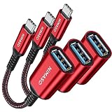 NIMASO USB C 変換 アダプタ (Type C - USB 3.0 メス) 20CM OTG ケーブル タイプC 変換コネクター (3本入り, レッド)
