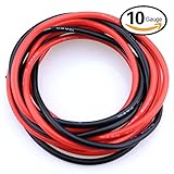 Glarks 10 Gauge (AWG) Silicone Wire 12Feet (6ft Black / 6ft Red) Super Soft Flexible Silicone Wire [