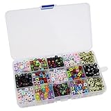 gresorth 15カラーアクリルキューブ文字/番号ビーズFigures for DIY手作りネックレス、子どもの教育 – 900個