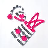 PANCY ベビー服 ベビー用 コスチューム 寝相アート 新生児 サロペット 毛玉帽子 2点セット 出産祝い プレゼント ピンク