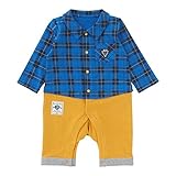 (チャックル) chuckle *ボンシュシュ*タータンチェック長袖前開きカバーオール ブルー 70cm P2970-70-31