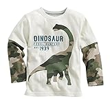 キッズボーイズ長袖コットンTシャツCartoon Dinosaur Tops カラー: ホワイト