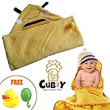 Baby bath towel, Baby Hooded Towel by Cubzy, cute & comfy for babies and toddlers with a free rubber