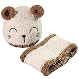 KINDOYO ニットラブリーソフトハット+スカーフ2ピースは赤ちゃんの幼児の子供のために設定されています少年少女は、1-3歳のためのスーツ子供、冬の赤ちゃんの帽子