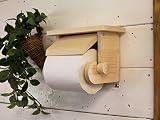 トイレットペーパーホルダー シェルフ 紙巻器 押さえカバー 付き シェルフ 木製 ひのき 芯ありペーパー対応 無塗装白木 受注製作