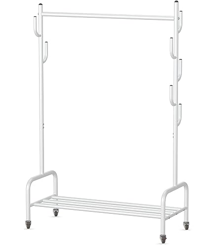 IKEA ALGOT ホワイト スチールラック 3段 ハンガー付き IKEA ALGOT ハンガーラック・バスケット セット 連結パーツあり