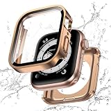 【フルカバー保護】Kawoco アップルウォッチ 防水 カバー Apple Watch SE Series 9 8 7 対応 41mm ケース 2 in 1 前後の保護 二重構造 耐衝撃 iWatch 一体型 ケース 41mm ローズゴールド