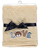 Zak & Zoey Love Ultra Soft Embossed Plush Baby Blanket (Taupe Love) [並行輸入品]