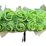 シミュレーションバラ – TOOGOO ( R ) 144pcs /ロット2 cm DIY PE人工花ローズヘッドwithメッシュウェディングホーム装飾人工花ブーケアクセサリー(レッド) グリーン 0