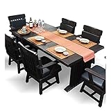 ダイニングセット ダークブラウン （7点セット） 190cmテーブル 肘付き回転チェア×6