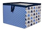 Bacati Elephants Storage Tote Basket, Blue/Grey, Large by Bacati [並行輸入品]
