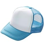 Plus Nao(プラスナオ) 帽子 キャップ メッシュキャップ CAP 野球帽 無地 シンプル 子供 キッズ ジュニア 男の子 男児 女の子 女児 日焼け防 53-56cm ライトブルー×ホワイト