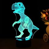 3d夜ライトfor Children , Kids夜ランプ、恐竜おもちゃfor Boys、7色変更LED照明、タッチUSB充電テーブルデスクベッドルーム装飾、クールギフトアイデア誕生日Xmas For