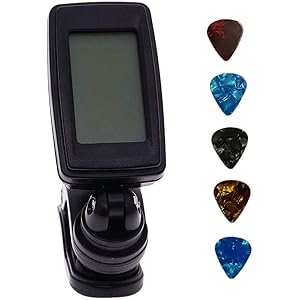 CAM2 ギターチューナー ギターピック付き オレンジ・緑のLED搭載 360°広視野角 クリップ式 チューナー 5つモ…