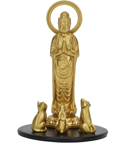 Amazon｜仏像 ペット観音菩薩 7.7cm（金色） ＿『動物守護・ペット供養