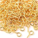 HappyHome ヒートン 金具 ネジヒートン 100個入り アクセサリー金具 ハンドメイド 手芸 DIY クラフトパーツ (ゴールド 7x15)