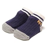 ライン入りロゴデザインカップソックス 紺 11-13cm
