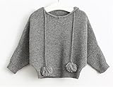 SnoLyni (JP) キッズセーター ベビージャンパー カットソー ニットメリヤス編み上げ アウター 羽織り キッズ 服 子供 春秋 女の子 ガールズ カジュアル 通学 (90cm, グレー)