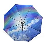 バララ（La Rose) 折り畳み傘 軽量 レディース 手開き 日傘 晴雨兼用 折りたたみ かわいい 虹 空 スカイ ブルー 絵 梅雨対策 頑丈な8本骨 三つ折り 遮光 耐風 撥水 丈夫 子供 携帯用 収納ポーチ付き