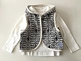 bebe couture(ベベクチュールベビー用品専門店)日本製リバーシブルパーカーベスト モノトーン幾何学柄80cm・コットン100％