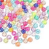 PATIKIL 8 mm アクリルラウンドビーズ 100個 ABカラー 丸クリア クラフト 穴付き イヤリング ブレスレット ネックレス キーチェーン用 カラフル