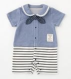 (アリサナ) arisana半袖セーラーカバーオール 80cm ブルー×ボーダー