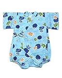 甚平 カニ柄 ブルー [70サイズ] ロンパース グレコ じんべい ベビー 日本製 肌着 パジャマ 寝巻き