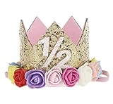 パーティーパーク ベビー キッズ 1/2（ハーフバースデー） 1歳 2歳 one 誕生日 バースデー ミニフェルト 王冠 ヘアーアクセサリー ヘアバンド 女の子 記念日 写真 撮影 カラフルフラワー 