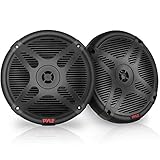 Pyle 6.5インチ Bluetooth マリンスピーカー - 2ウェイ IP-X4 防水 耐候性 アウトドアオーディオ デュアルステレオサウンドシステム 600ワット電力と薄型デザイン - 1ペア - PLMRBT65B (ブラック)