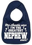 IiE, Auntie says Greatest Nephew ever, Boy Girl Unisex Feeding Bib, Navy by Image is Everything