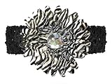 ブラックホワイトZebra Jewel Gerbera Daisy Flowerブラックかぎ針編みヘッドバンドGerber – girls子ベビー幼児アパレルヘッドヘアバンドリボンリボンガールズソフト