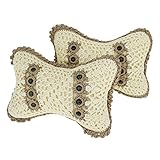 DealMuxボーンデザインスポンジ充填ネック枕クッション2個ベージュブラウン