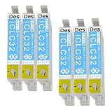 IC32 インク ライトシアン ICLC32 エプソン Epson用 互換 インクカートリッジ 【3年保証/残量表示/大容量タイプ】 計6本 ICLC32 対応機種：PM-A850 PM-A850V PM-A870 PM-A890 PM-D750 PM-D750Vなど