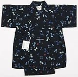 男の子甚平　1才・2才・3才　白・紺色　トンボ柄　じんべい　和　装夏用　安心日本製　仕立上がり品 (95ｃｍ, 紺)