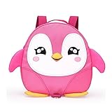 2017新しいスタイルかわいい漫画ペンギンミニバックパックwith Safetyナイロンテープ1 – 3歳の赤ちゃん用幼児ウォーキング安全バックパックキッズ男の子女の子紛失防止旅行バッグ ピンク